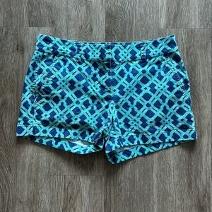 Vineyard Vines Dayboat Lattice Shorts Size 2 Green Blue Low Rise 3" Inseam